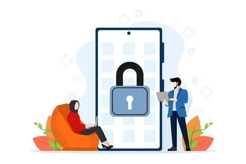 Concept of personal data security, online cyber data security. Stock Illustration