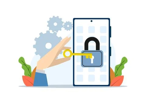 Concept of personal data security, online cyber data security. Illustrazione stock