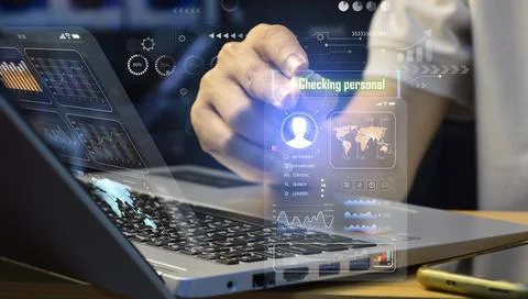 Concept of personal data verification, human resource management, HR, staff.. Stock Photos