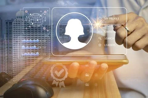 Concept of personal data verification, human resource management, HR, staff.. Foto stock