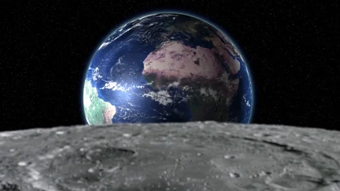 The concept of the perspective of the moon and the globe. 库存影片 113964507