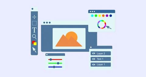 Concept Photo Editing Software concept vector illustration. minimal design... イラスト素材