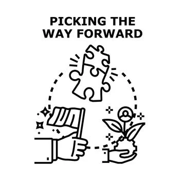 Concept of picking the way forward strategy Stock Illustration
