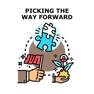 Concept of picking the way forward strategy Stock Illustration