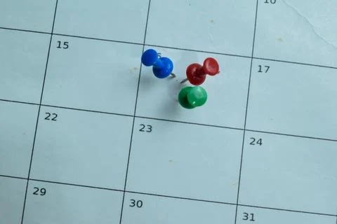 Concept of Pin on Calendar Stock Photos