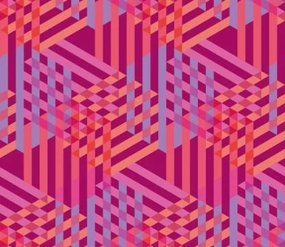 Concept pink seamless geometry pattern with line and hexagon. Seamless geomet Illustrazione stock