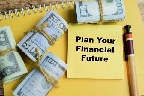 Concept of plan your financial future write on sticky notes Stock Photos