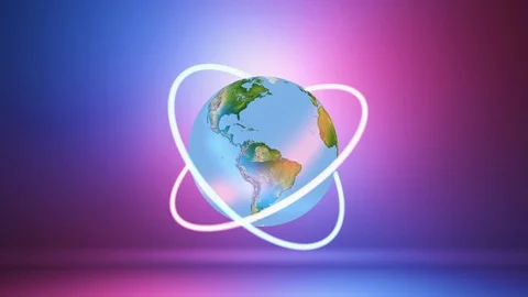 Concept of the planet earth surrounded by neon light. Stock Footage 125748151