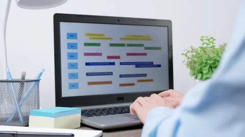 Concept of planning, time management. Schedule of meetings and events  Stock Footage 267005662