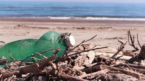 Concept of plastic pollution, global warming, recycling Stock Footage 105106356