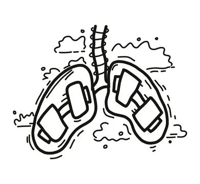 The concept of polluting the atmosphere of co2 and it's hard to breathe. Stock Illustration
