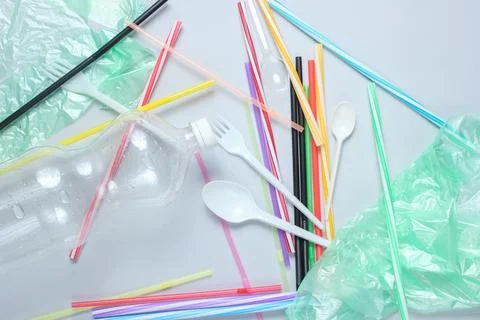 The concept of pollution plastic and polyethylene environment. Cellophane bag Stockfoto's