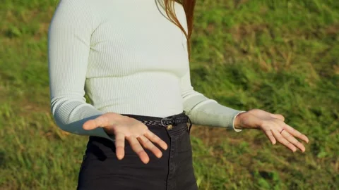 The concept of positive communication and gestures. Woman hand making gesture. Stock Footage 218469384