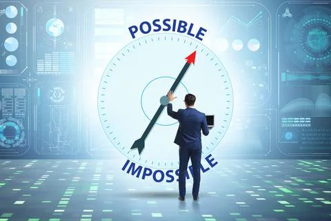 Concept of possible and impossible opportunities Stock Photos