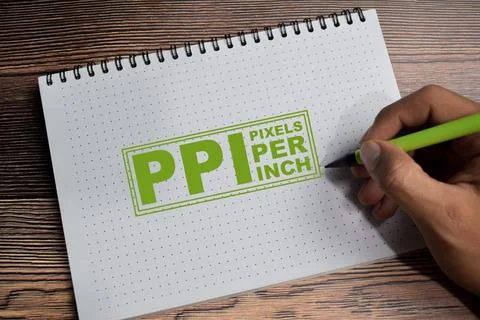 Concept of PPI - Pixels Per Inch are measurements of the pixel density Foto stock