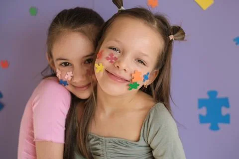 The concept of pride, support and caring for people with autism spectrum synd Stock Photos