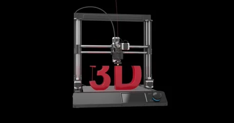 The concept of printing on a 3D printer. RGB + Alpha channel Stock Footage 254395028