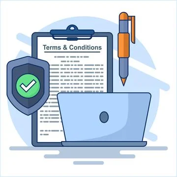 Concept of privacy policy terms, contract. sign legal documents Stock Illustration