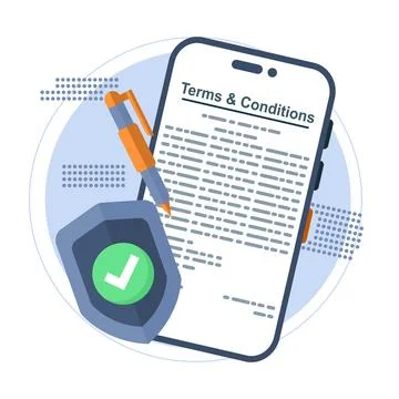 Concept of privacy policy terms, contract. sign legal documents. Stock Illustration