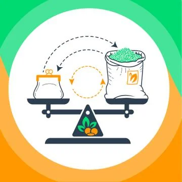 Concept of private trade balanced weights Stock Illustration