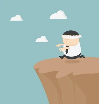 Concept of problem in blindfolded businessman fat Stock Illustration