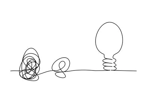 Concept for problem solving, one line drawing vector illustration. Illustrazione stock
