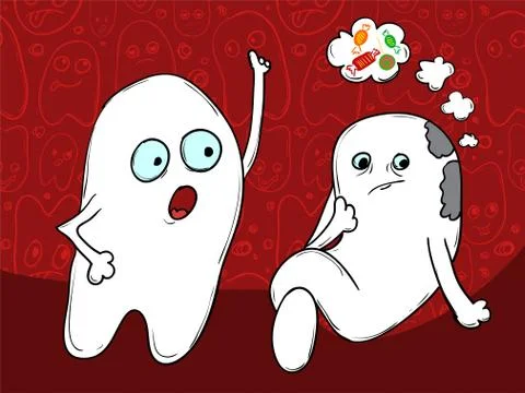 The concept of Problem tooth. Amateur sweet candy. It is necessary to brush y イラスト素材