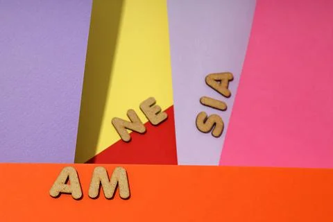 Concept of problems with memory, amnesia disease on multicolor background 스톡 사진