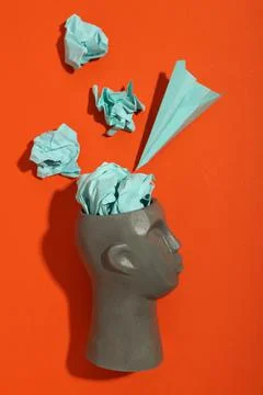 Concept of problems with memory, amnesia disease on orange background Stock Photos