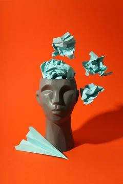 Concept of problems with memory, amnesia disease on orange background Stock Photos
