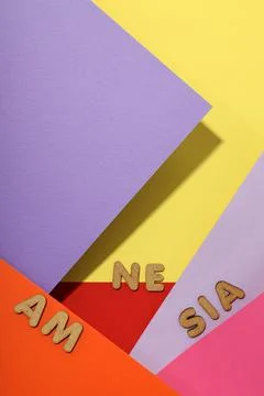 Concept of problems with memory, amnesia disease on multicolor background 스톡 사진