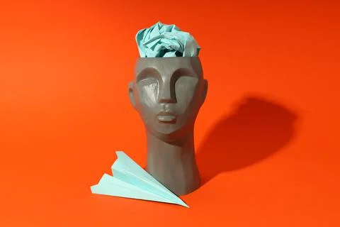 Concept of problems with memory, amnesia disease on orange background Stock Photos