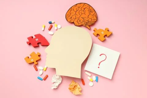 Concept of problems with memory, amnesia disease on pink background Stock Photos