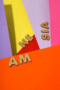 Concept of problems with memory, amnesia disease on multicolor background 스톡 사진