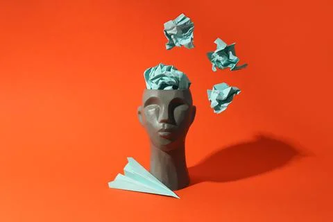Concept of problems with memory, amnesia disease on orange background Stock Photos