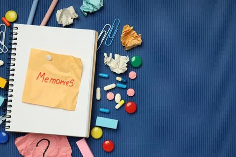 Concept of problems with memory, amnesia, space for text Foto stock