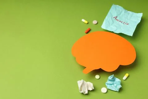 Concept of problems with memory, amnesia, space for text Stockfoto's