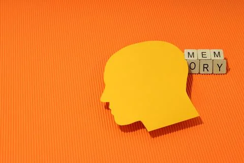 Concept of problems with memory, amnesia, space for text Foto stock