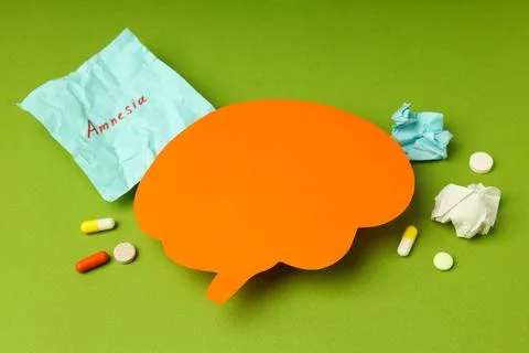 Concept of problems with memory, amnesia, space for text Stockfoto's