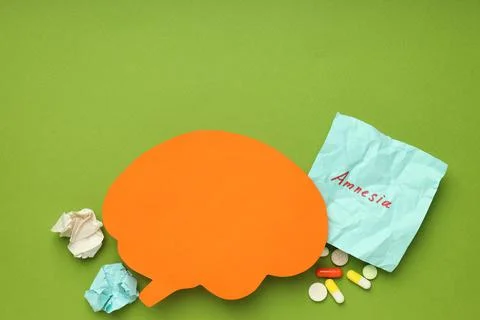 Concept of problems with memory, amnesia, space for text 스톡 사진