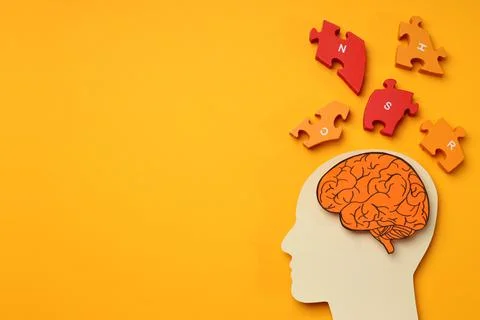 Concept of problems with memory, amnesia, space for text Foto stock