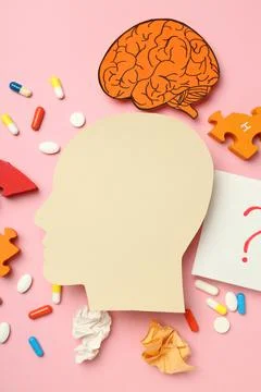 Concept of problems with memory, amnesia, space for text Stockfoto's