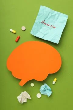 Concept of problems with memory, amnesia, space for text Foto stock