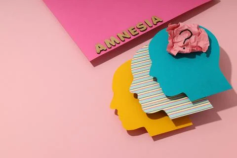 Concept of problems with memory, amnesia, space for text Foto stock