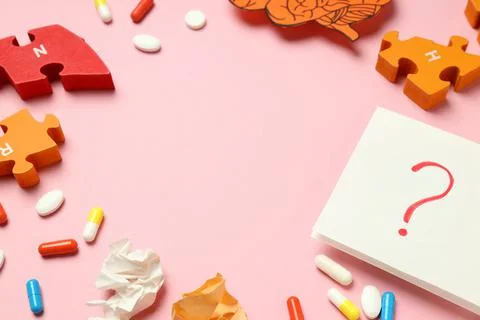 Concept of problems with memory, amnesia, space for text 스톡 사진