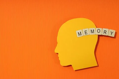 Concept of problems with memory, amnesia, space for text Stockfoto's