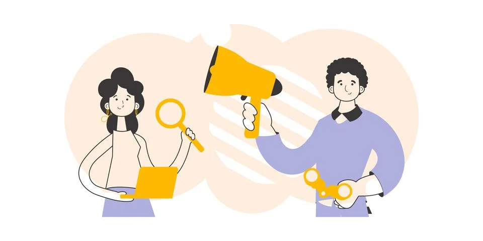 The concept of the process of hiring staff for work. Modern linear style. Vec Stock Illustration