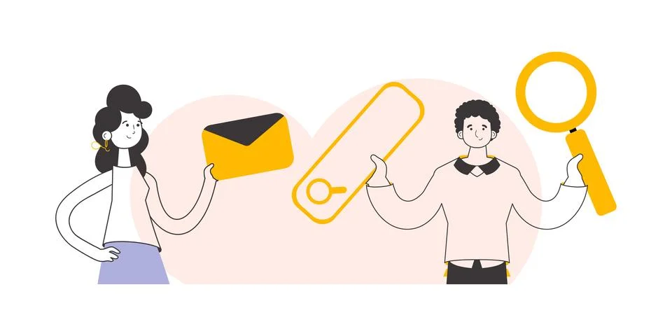 The concept of the process of hiring staff for work. Linear style. Vector ill Stock-Illustration