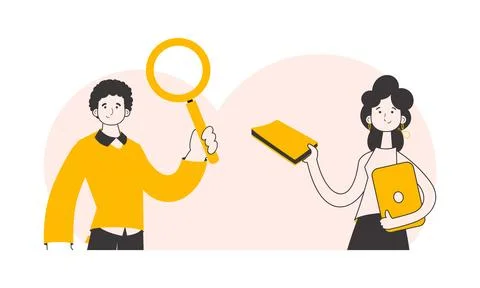 The concept of the process of hiring staff for work. Trendy linear style. Vec Stock Illustration