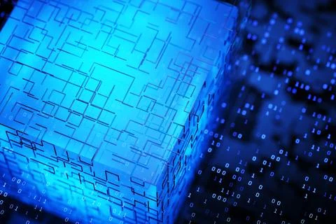 Concept of the processor of the future. Quantum processor in the global compu Stock-Illustration